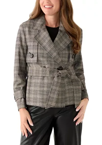 Petite Long Sleeve Short Belted Trench Jacket