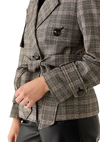 Petite Long Sleeve Short Belted Trench Jacket