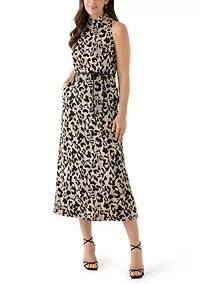Women's Mock Neck Midi Dress with Belt