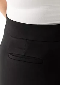 Plus Pull On Mid-Rise Wide Leg Cropped Trousers