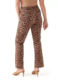 Petite Fly Front Animal Print Boot Leg Pants