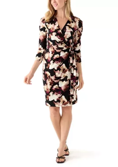 Petite Classic Wrap Printed Dress