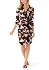 Petite Classic Wrap Printed Dress