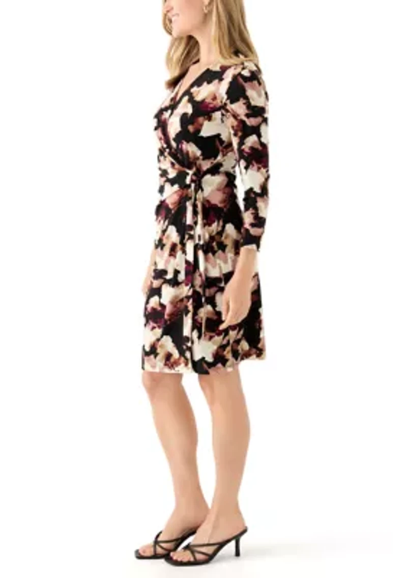 Petite Classic Wrap Printed Dress