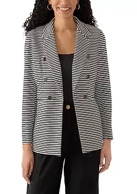 Women's Striped Faux Double Breasted Jacket