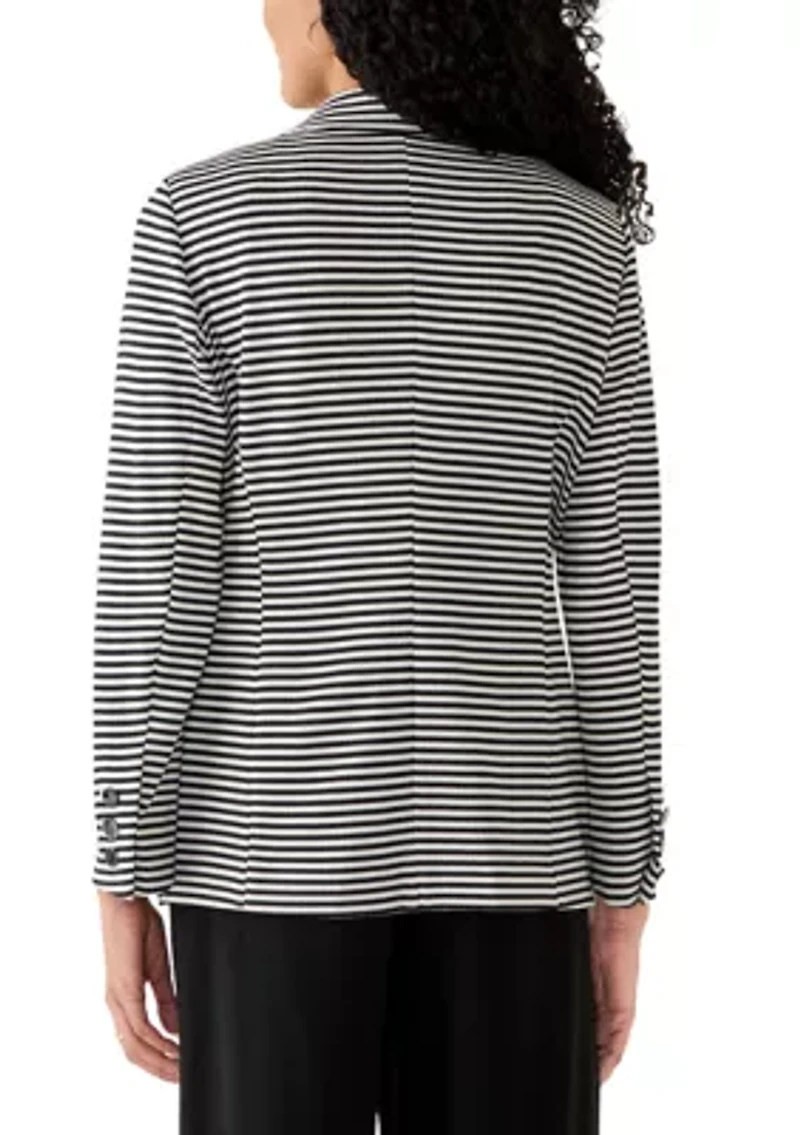 Women's Striped Faux Double Breasted Jacket