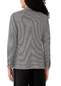 Women's Striped Faux Double Breasted Jacket