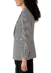 Women's Striped Faux Double Breasted Jacket