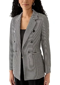 Women's Striped Faux Double Breasted Jacket