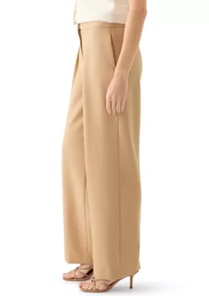 Women's Fit and Flare Wide Leg High Rise Pants