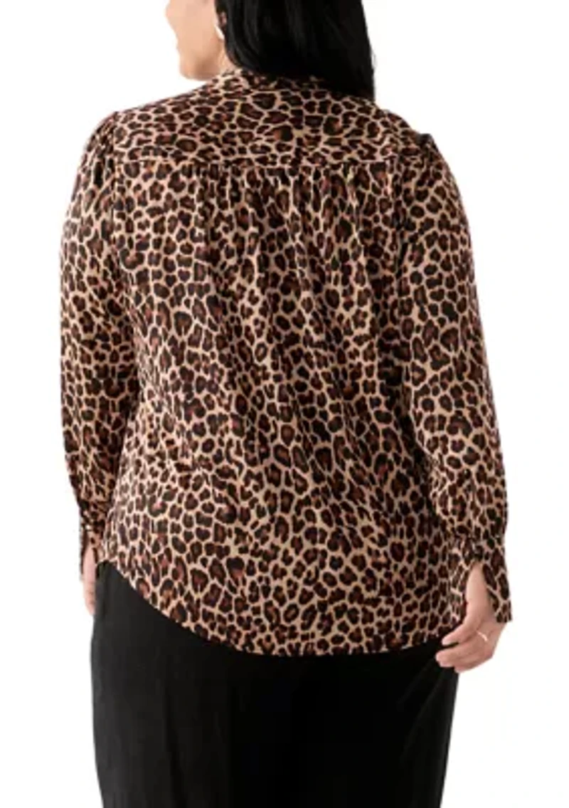 Plus Long Sleeve Printed Top