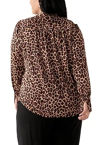 Plus Long Sleeve Printed Top