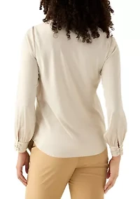 Women's Long Sleeve Drape Neck Blouse