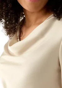 Women's Long Sleeve Drape Neck Blouse