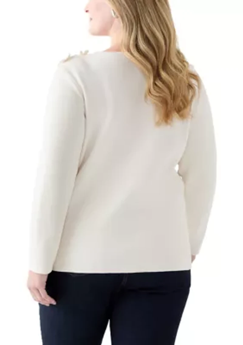 Women's Floral Embellished Boat Neck Sweater