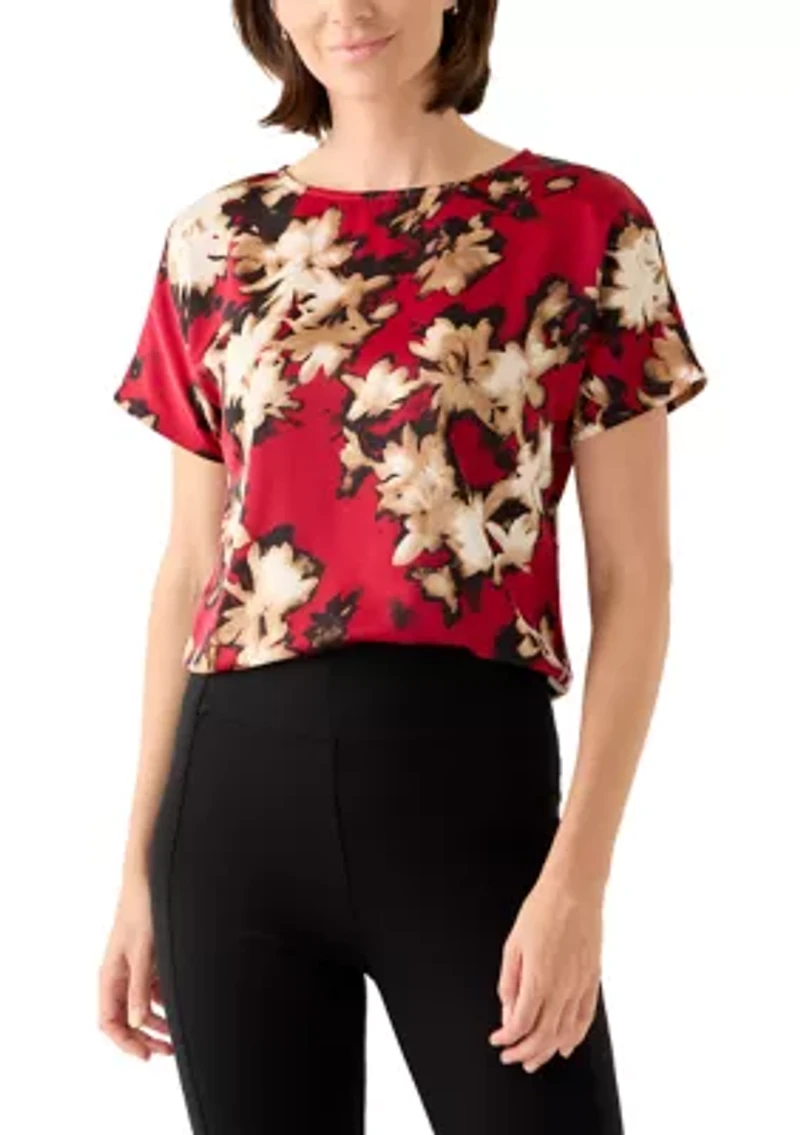 Women's Short Sleeve Bateau Neck Blouse