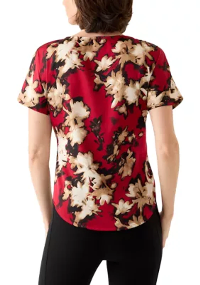 Women's Short Sleeve Bateau Neck Blouse