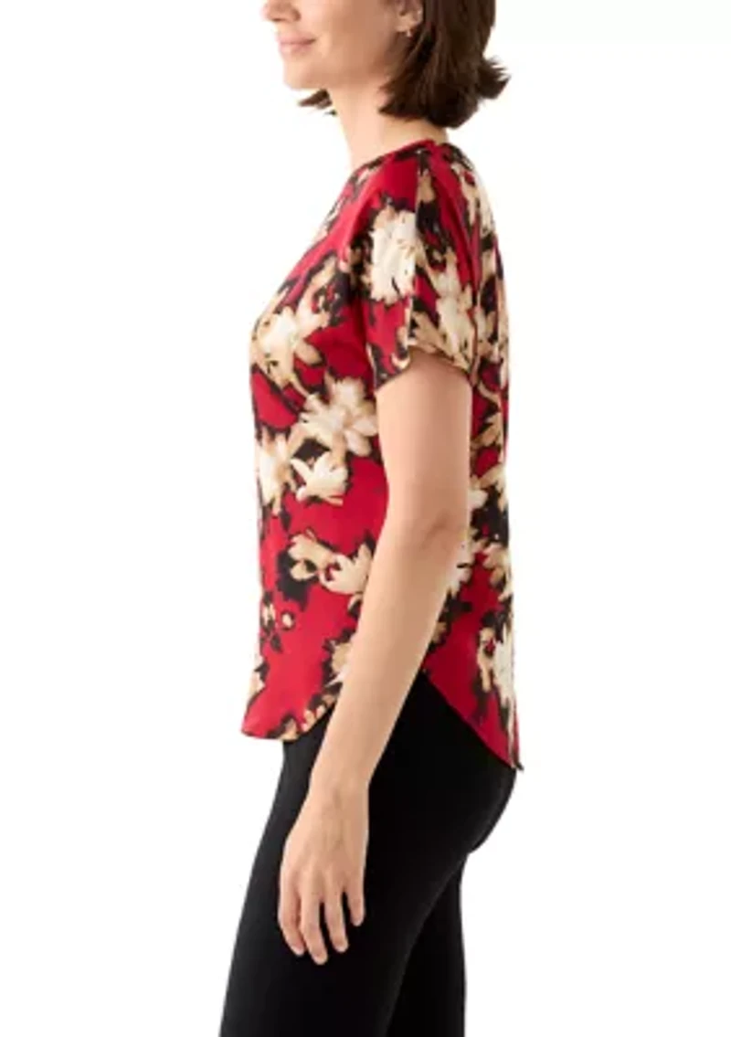 Women's Short Sleeve Bateau Neck Blouse