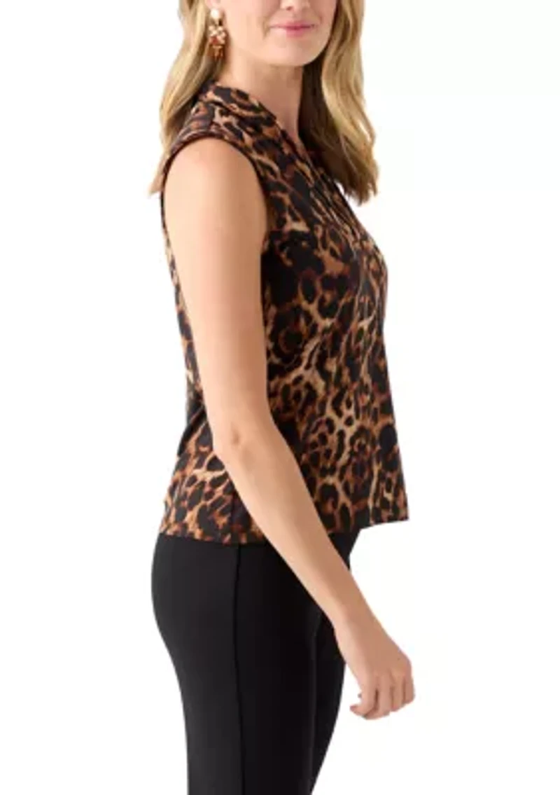 Petite Printed Triple Pleat Top