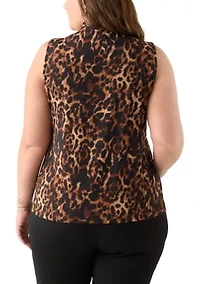 Plus Sleeveless Triple Pleat Top
