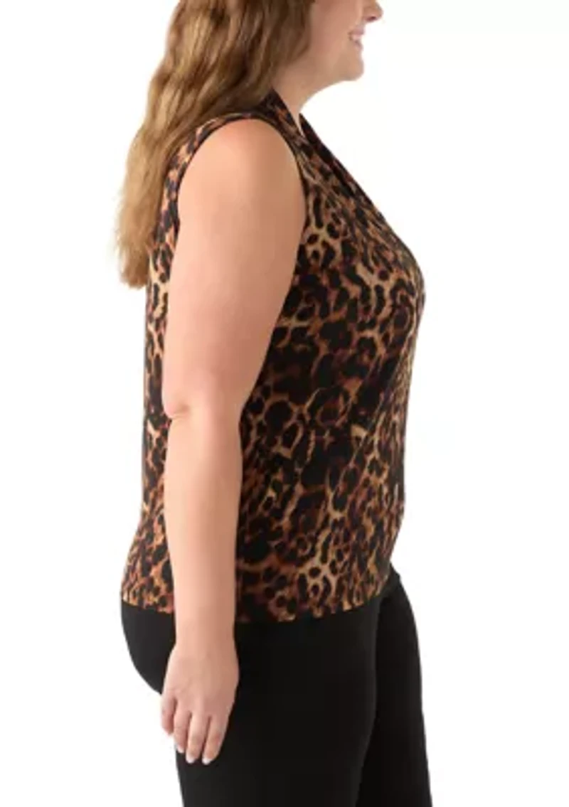 Plus Sleeveless Triple Pleat Top