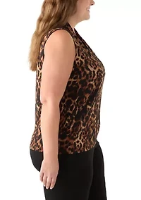 Plus Sleeveless Triple Pleat Top