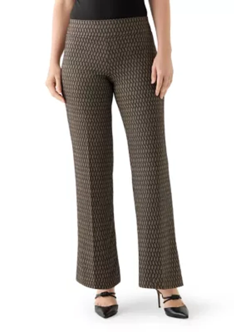 Women's Pul On Wide Leg Herringbone Trousers