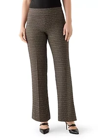 Women's Pul On Wide Leg Herringbone Trousers