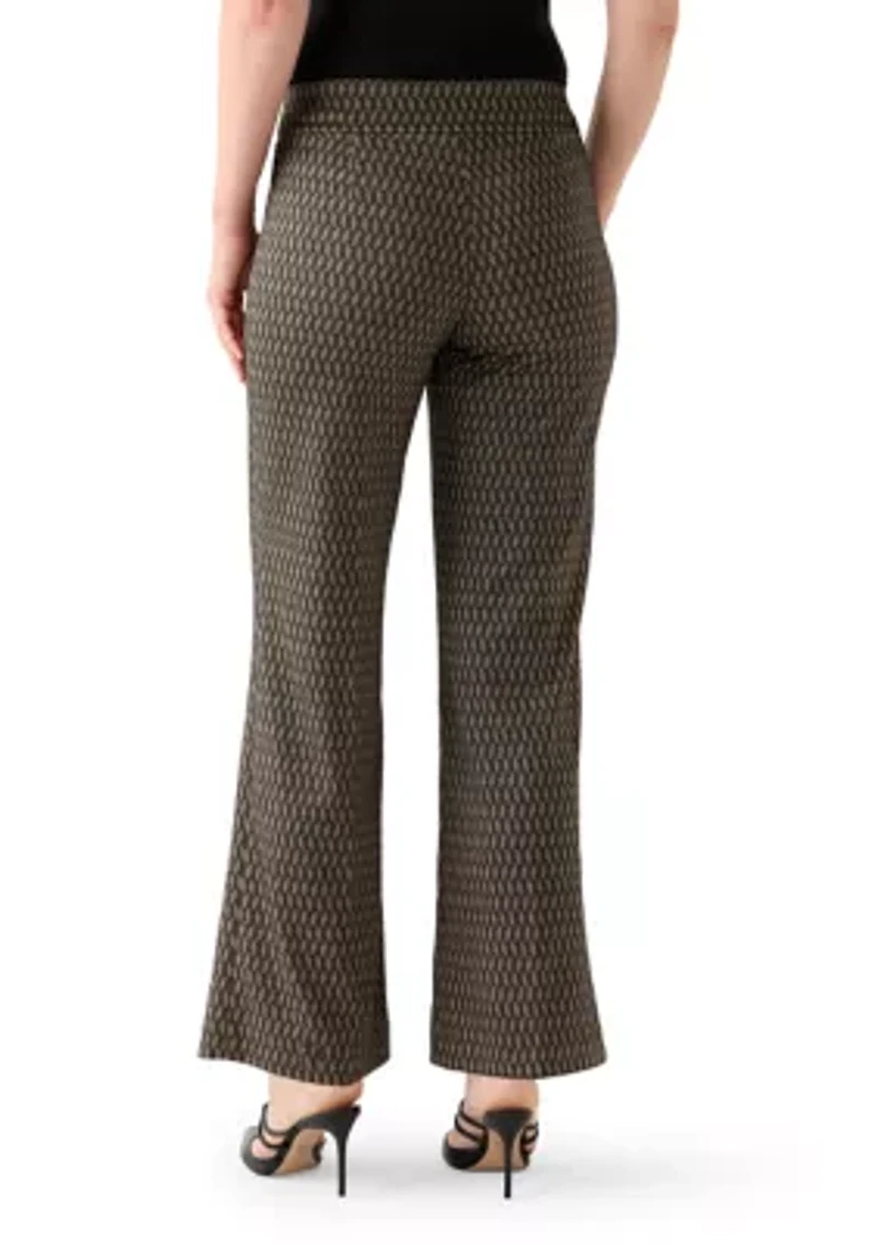 Women's Pul On Wide Leg Herringbone Trousers