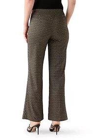 Women's Pul On Wide Leg Herringbone Trousers