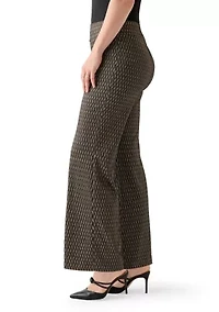 Women's Pul On Wide Leg Herringbone Trousers