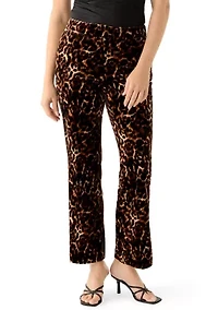 Petite Print Fly Front Flare Pants