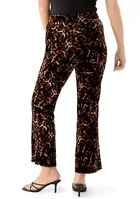 Petite Print Fly Front Flare Pants