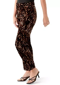 Petite Print Fly Front Flare Pants