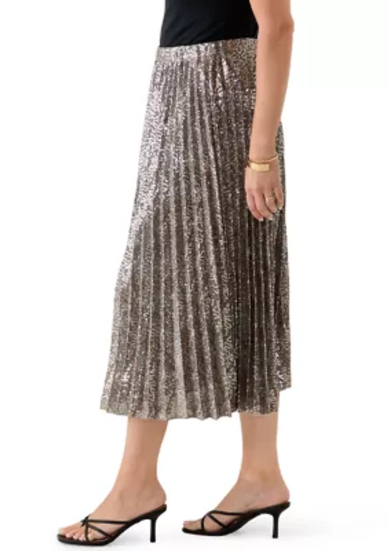 Petite Pleated Sequin Skirt