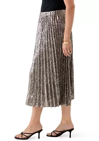 Petite Pleated Sequin Skirt