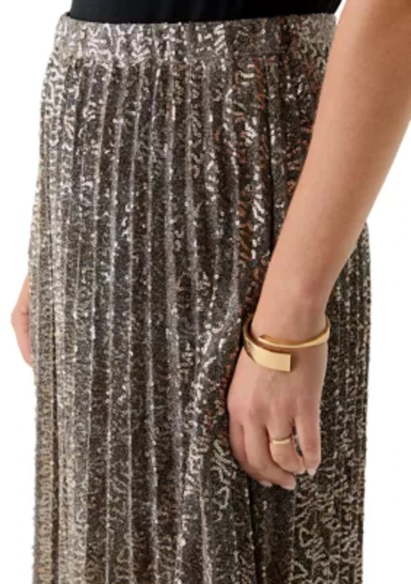 Petite Pleated Sequin Skirt