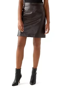 Women's Faux Leather A-Line Skirt