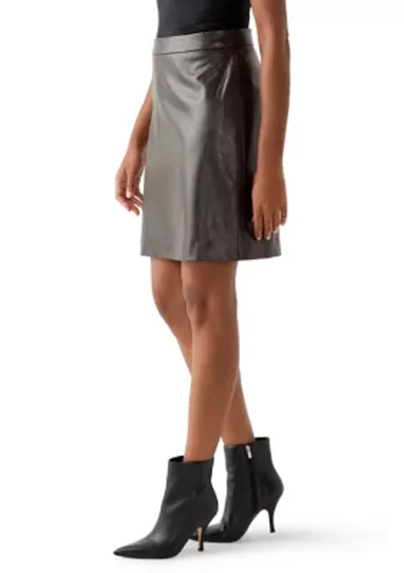 Women's Faux Leather A-Line Skirt