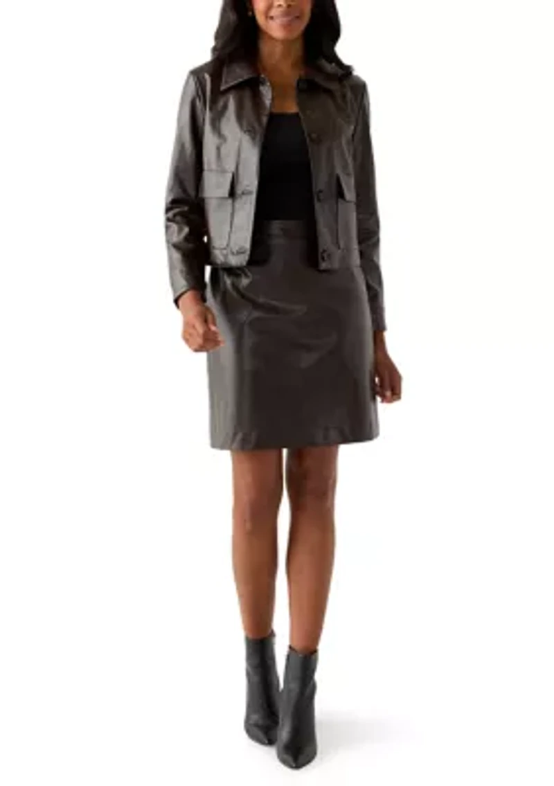 Women's Faux Leather A-Line Skirt