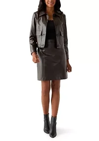 Women's Faux Leather A-Line Skirt