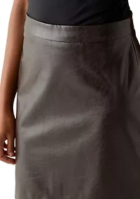 Women's Faux Leather A-Line Skirt