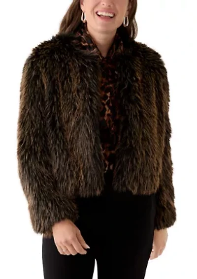 Petite Open Front Faux Fur Jacket