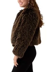 Petite Open Front Faux Fur Jacket