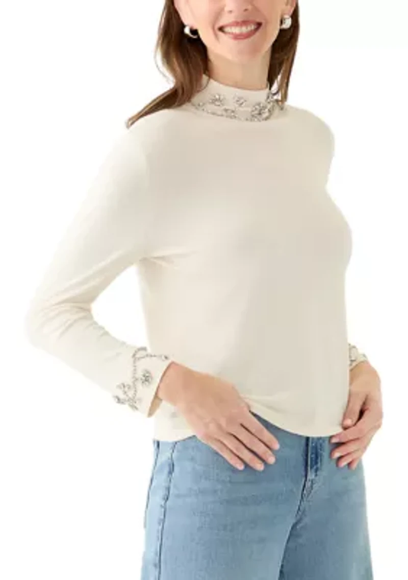 Petite Embellished Bracelet Sleeve Top