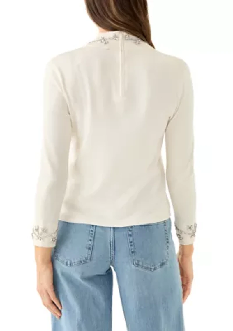 Petite Embellished Bracelet Sleeve Top