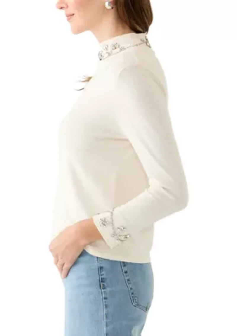 Petite Embellished Bracelet Sleeve Top