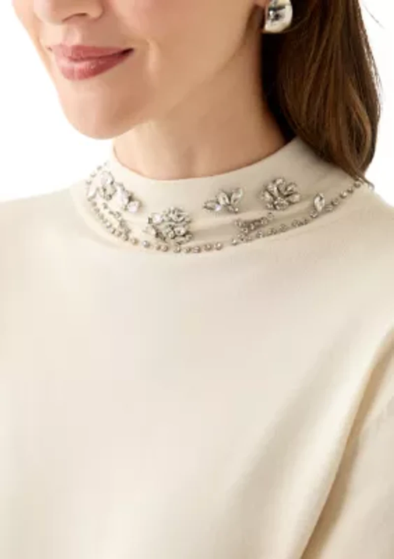 Petite Embellished Bracelet Sleeve Top