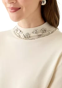 Petite Embellished Bracelet Sleeve Top