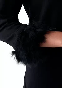 Women's Crew Neck with Feather Trim